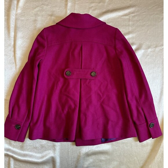 BANANA REPUBLIC‎ Womens Small Pink Double Breasted WOOL Blend Pea Coat Jacket - Picture 2 of 11